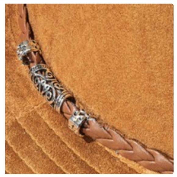 Faux Suede Panama Hat With Antique Bead Accent✨️ - Picture 4 of 8